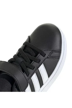 ADIDAS Grand Court 2 EL C schwarze Schuhe mit weißen Streifen und Klettverschluss