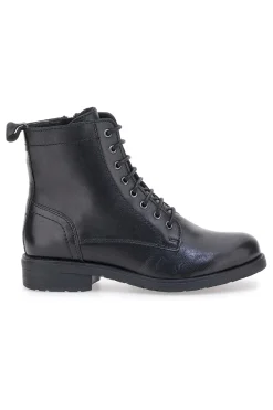 Donna PRIMA RIGA Anfibi Neri in Vera Pelle LB500