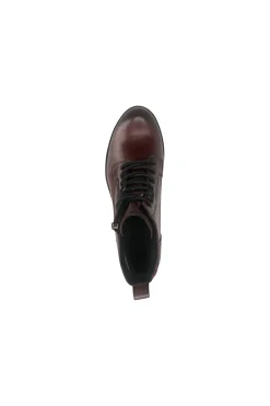 Donna BAGATT D11AFS3K00 Burgunderfarbene Leder-Schnürstiefel mit Reißverschluss und warmem Futter