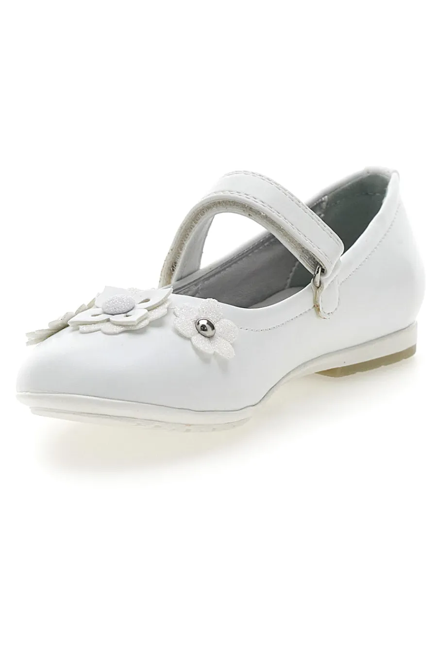 LAURA BIAGIOTTI Ballerine Bianche con Cinturino e Clip con Fiori AG17081