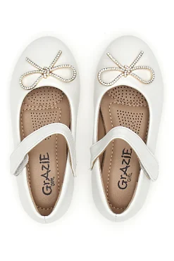GRAZIE GIRL Ballerine bianche con fiocco dorato 3913S
