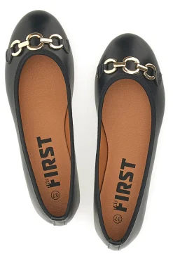 THE FIRST Ballerine Nere con Fibbia Decorativa Oro IDE172 Best