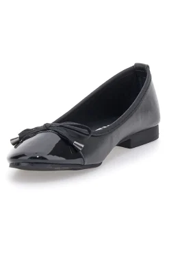 THE FIRST Ballerine nere con punta lucida e fiocco IDE1070 New
