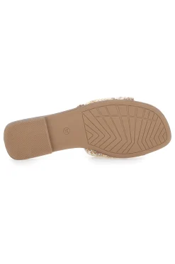 FIRST LADY Beige flache Hausschuhe mit goldenem Horsebit 467 KHAKI Discount