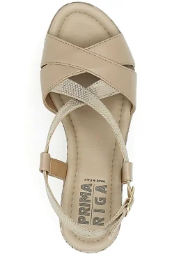 PRIMA RIGA Beige Sandalen mit First-Line-Keilabsatz DC611109 HANF Clearance