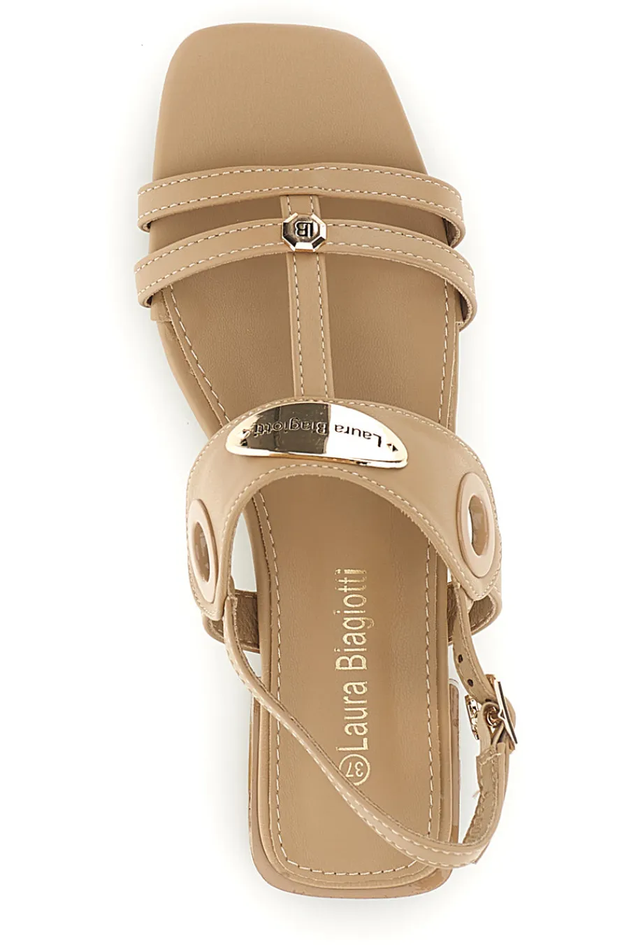 LAURA BIAGIOTTI Beige Sandalen mit niedrigem Absatz und Riemen 9720 TAN New