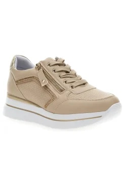 MIO TEMPO Beige Schnürschuhe mit seitlichem Reißverschluss H2164 BEIGE, GOLD Clearance