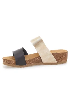 PITTARELLO ECO Beige-schwarze Hausschuhe mit Komfortsohle 293A480SR PLATIN, LEDER Discount