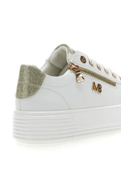 Donna MARIELLA BURANI Beige Sneakers mit goldenen Glitzerdetails und Reißverschluss 51031