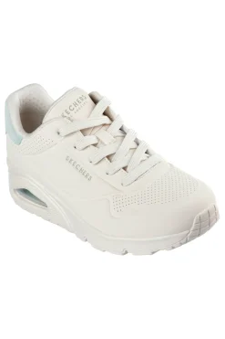 SKECHERS Beige Turnschuhe mit salbeigrünen Einsätzen und Skech-Air Uno Pop Back OFF WHITE Online