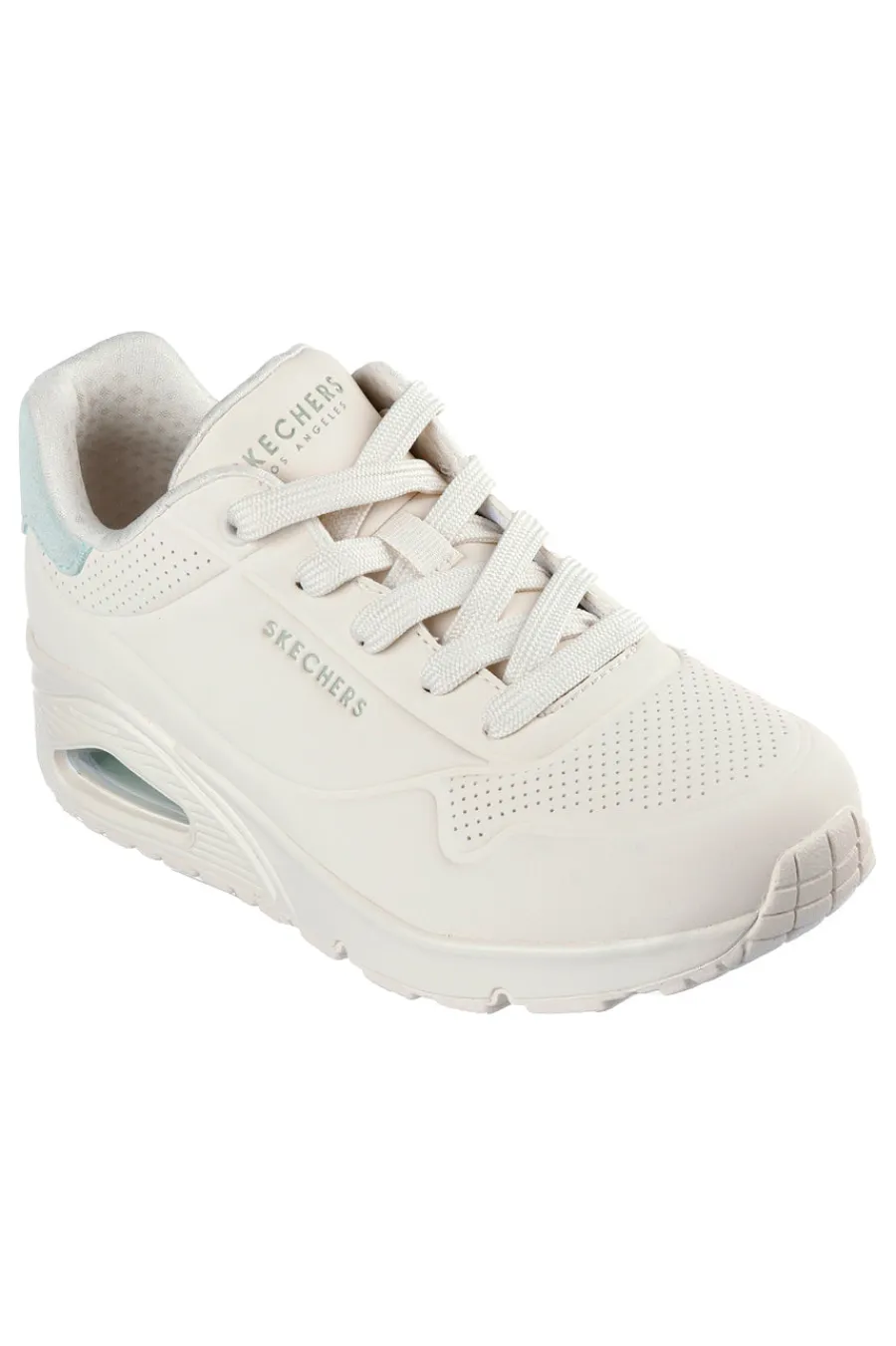 SKECHERS Beige Turnschuhe mit salbeigrünen Einsätzen und Skech-Air Uno Pop Back OFF WHITE Online