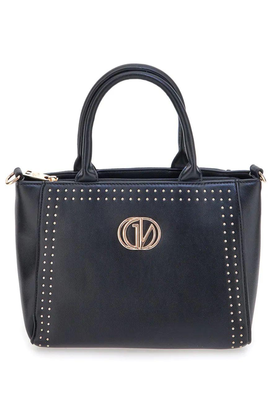 Donna GUIDO VIETRI Borsa a mano nera con borchie e tracolla K30,374,B016