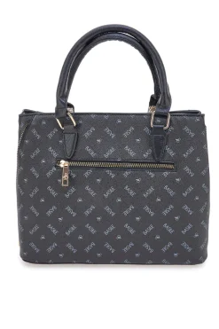 Donna BASILE Borsa a mano nera con stampa logata e tracolla Class BA1149LOG