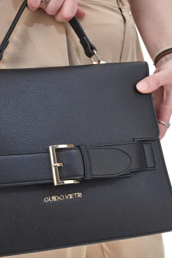 Donna GUIDO VIETRI Borsa a Mano Nera Con Tracolla Rimovibile TRIK30,363,B029