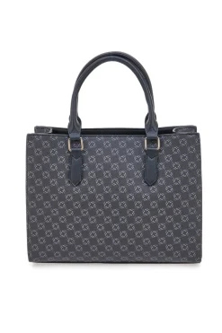Donna DOUBLE CHECK Borsa a Mano Nera Con Tracolla Rimovibile 18239-2