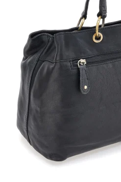 Donna BASILE Borsa a mano nera in vera pelle con zip posteriore BA3672DX
