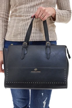 Donna DOUBLE CHECK Borsa a spalla nera 18242-2