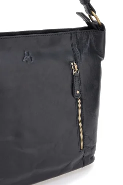 Donna BASILE Borsa a spalla nera in vera pelle artigianale con zip BA3665TI
