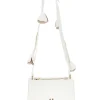 Donna LANCETTI Borsa a Tracolla Bianca con Logo Dorato e Tracolla con Fiori LL26S-106-2