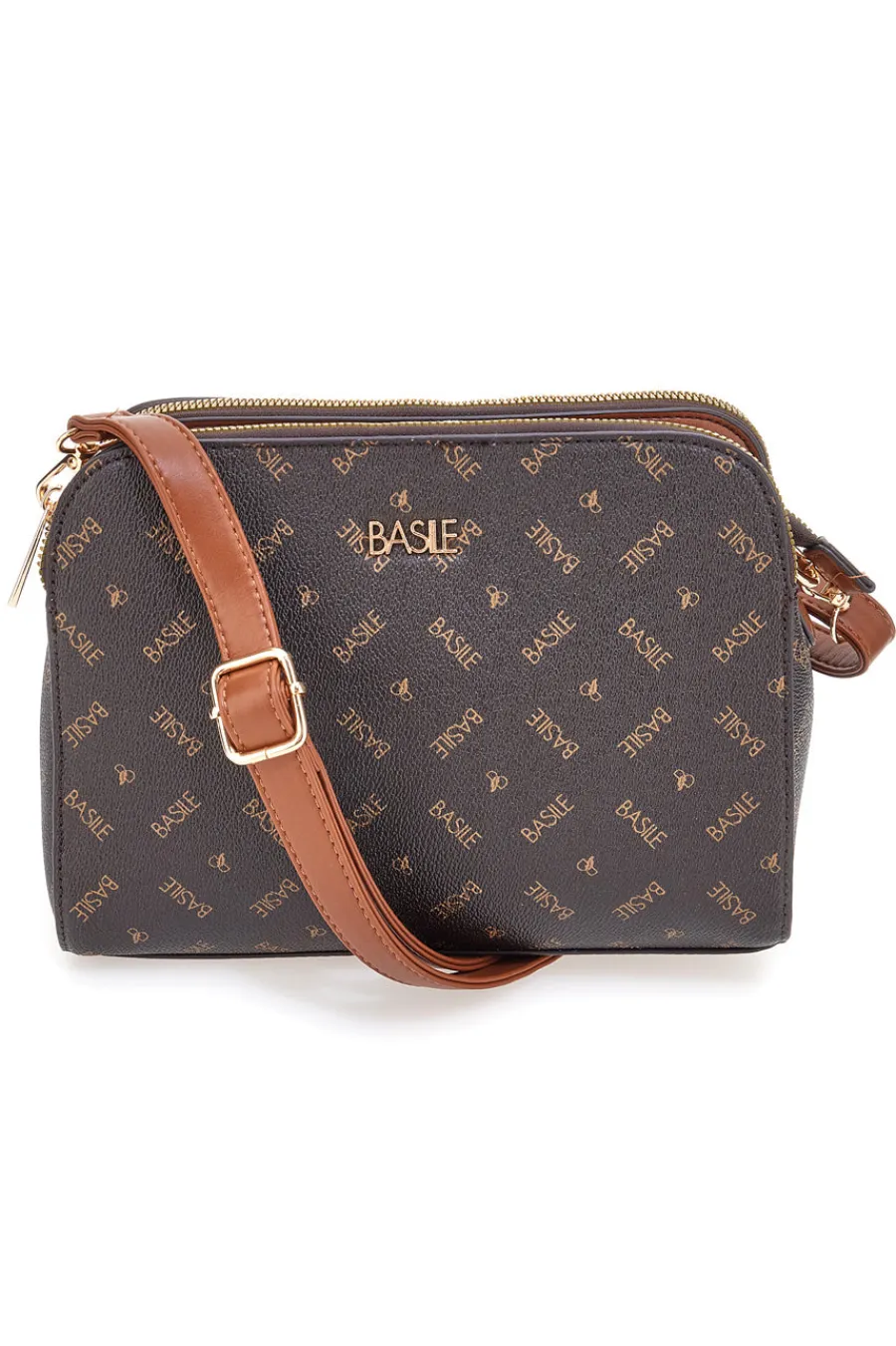 Donna BASILE Borsa a tracolla marrone con stampa logata Class BA1274LOG