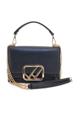 Donna DOUBLE CHECK Borsa a Tracolla Nera con dettagli Dorati e Manico Rimovibile 18244-1