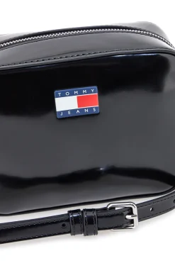Donna TOMMY HILFIGER Borsa a tracolla nera effetto lucido Tommy Camera Bag