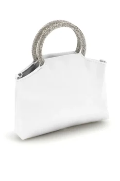 Donna NBG Borsa bianca con manico gioiello SERA/1281