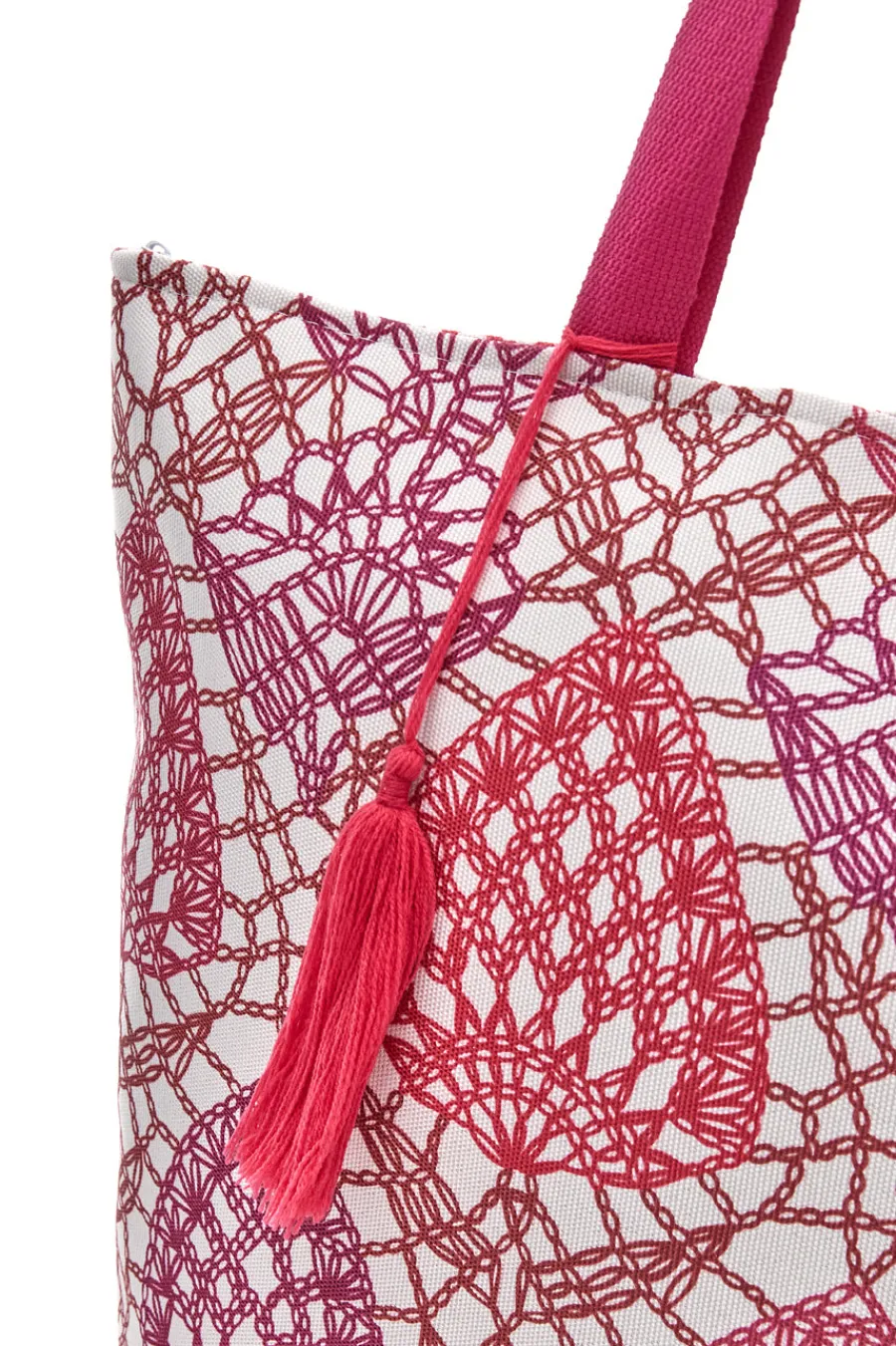 Donna BASILE Borsa bianca e con fantasia geometrica e nappina BA22152