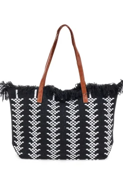 Donna FIRST LADY Borsa da Spiaggia Nere e Bianca Y004