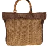 Donna BASILE Borsa mare beige e marrone intrecciata con frange CLASS BA27402