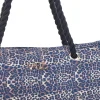 Donna BASILE Borsa mare blu con stampa animalier e manici corda BA23632