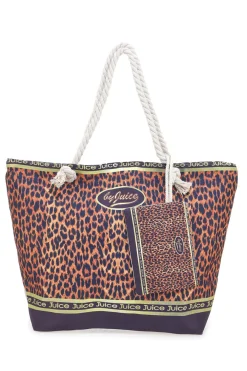 Donna JUICE Borsa mare leopardata con manici corda ITACA
