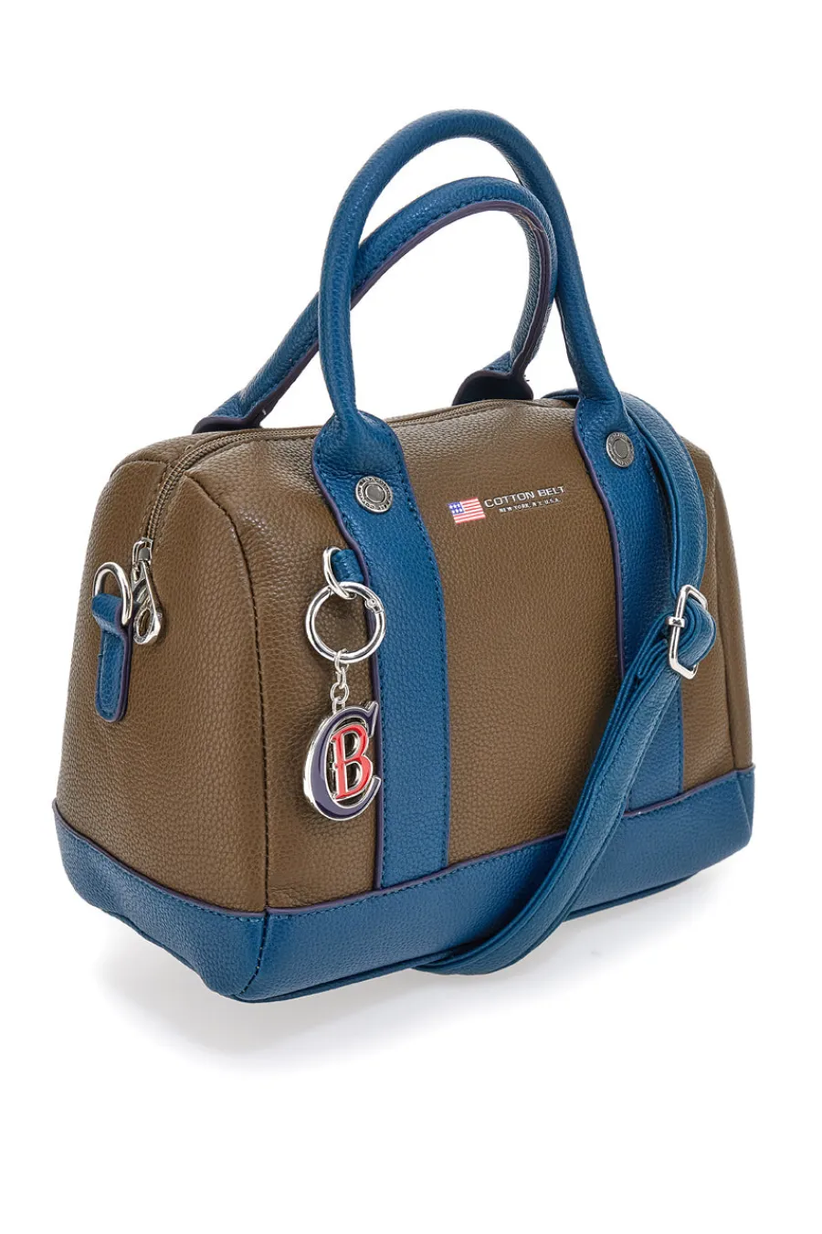 Donna COTTON BELT Borsa marrone e blu con doppi manici K19,045,B028