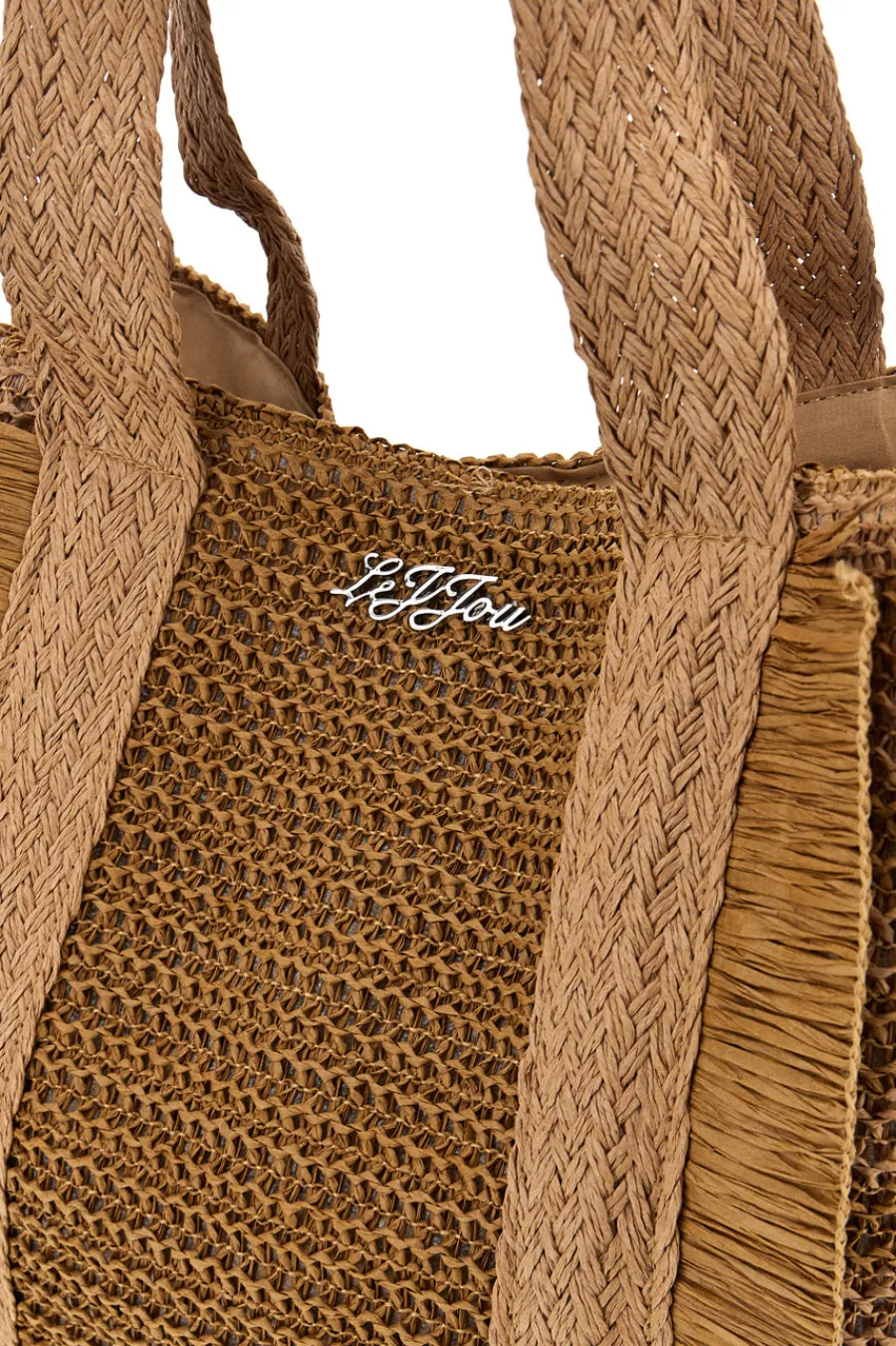 Donna LEJJOU Borsa marrone intrecciata con frange JJ90531