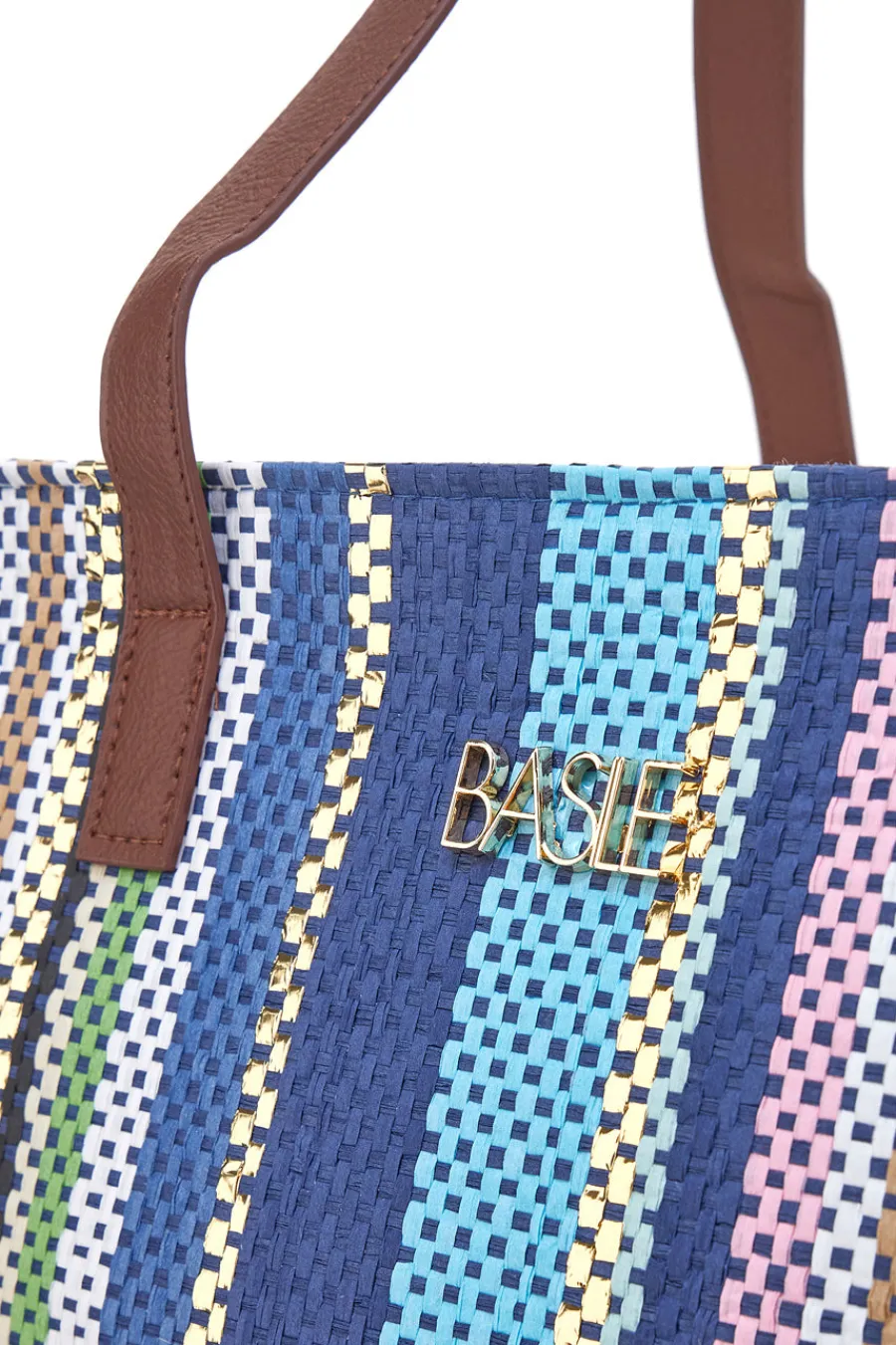 Donna BASILE Borsa multicolore con manici marroni in tessuto BA23633