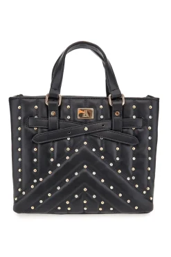Donna LANCETTI Borsa nera con borchie e tracolla removibile CLASH