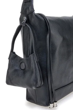 Donna FIRST LADY Borsa nera in vera pelle con tracolla e borsellino incluso SL 8801
