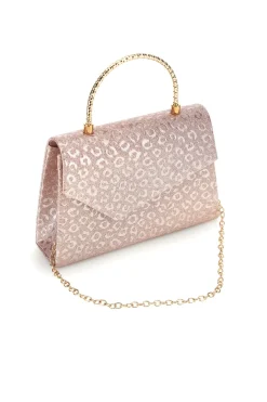Donna NBG Borsa rosa con texture animalier e manico a catena SERA/3488