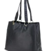 Donna BASILE Borsa shopper nera in vera pelle con doppi manici CLASS BA3669TI