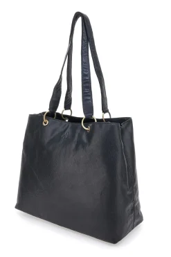 Donna BASILE Borsa shopper nera in vera pelle con doppi manici CLASS BA3669TI