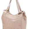 Donna LANCETTI Borsa shopping cipria con borchie tonde LL25W-101-3