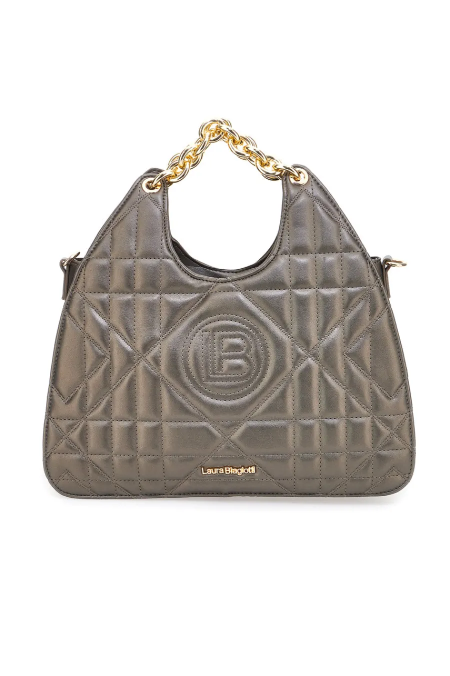 Donna LAURA BIAGIOTTI Borsa trapuntata verde oliva con manici a catena LB25W-261-2