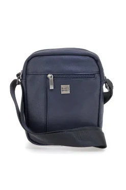 Uomo BLACK SHOOT Borsello a tracolla blu con tasca frontale BS17-1