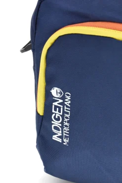 Uomo INDIGENO METROPOLITANO Borsello blu con dettagli arancioni e gialli PITTSHU002-B