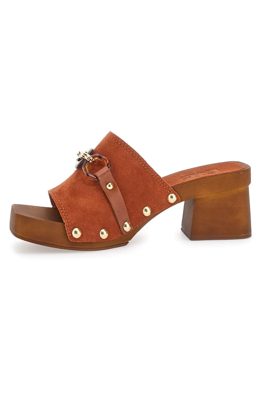 PITTARELLO LOVE Braune Clogs mit 6,5 cm hohem Absatz 15555 COGNAC
