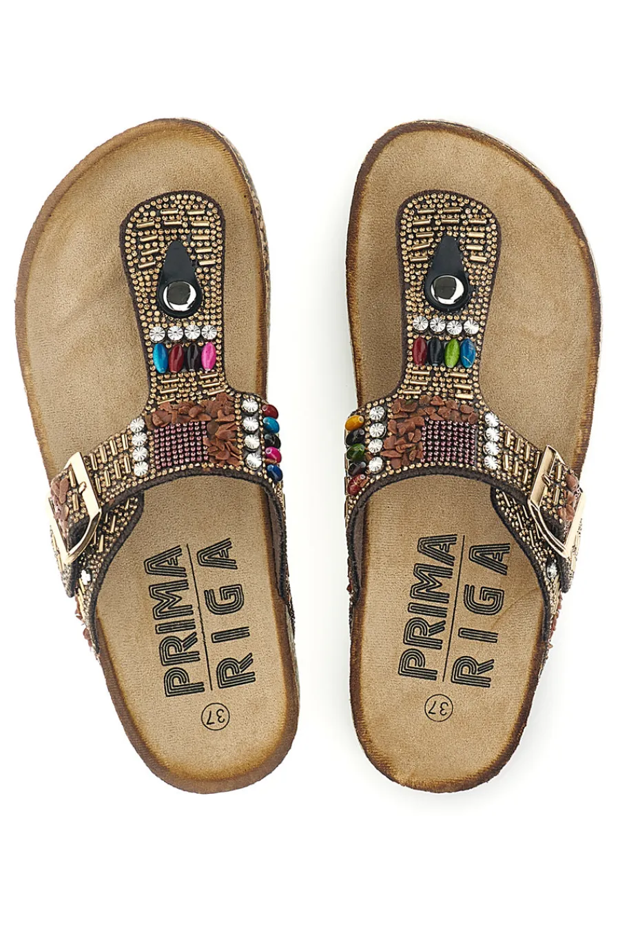 Donna PRIMA RIGA Braune Perlen Flip-Flops Erste Reihe 14172
