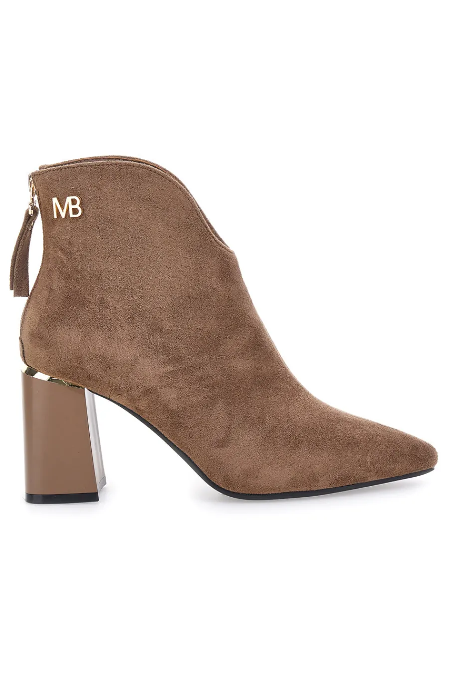MARIELLA BURANI Burani 51690C160 braune Stiefeletten mit Blockabsatz und Reißverschluss hinten TAUPE Discount