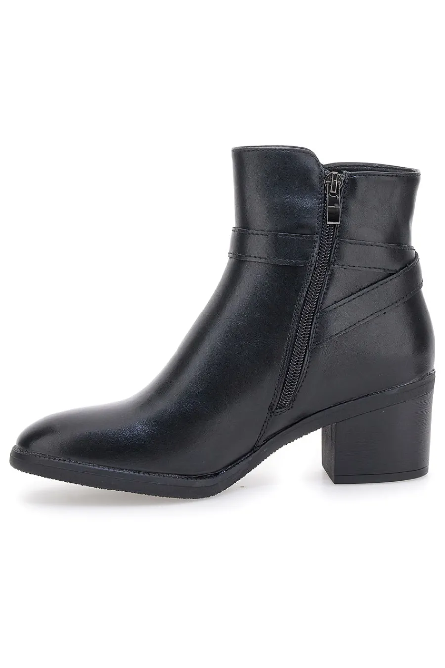 CAFÈ COST Cafe' Cost 2562 e Stiefeletten mit breitem Absatz und dekorativem Riemen SCHWARZ Discount