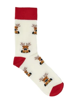 CRAZY SOCKS Calzini Bianchi Con Renne Taglia Unica Natalizi 016
