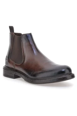 Uomo ANDREA BRUNI Chelsea boots marroni con inserti elastici OM08